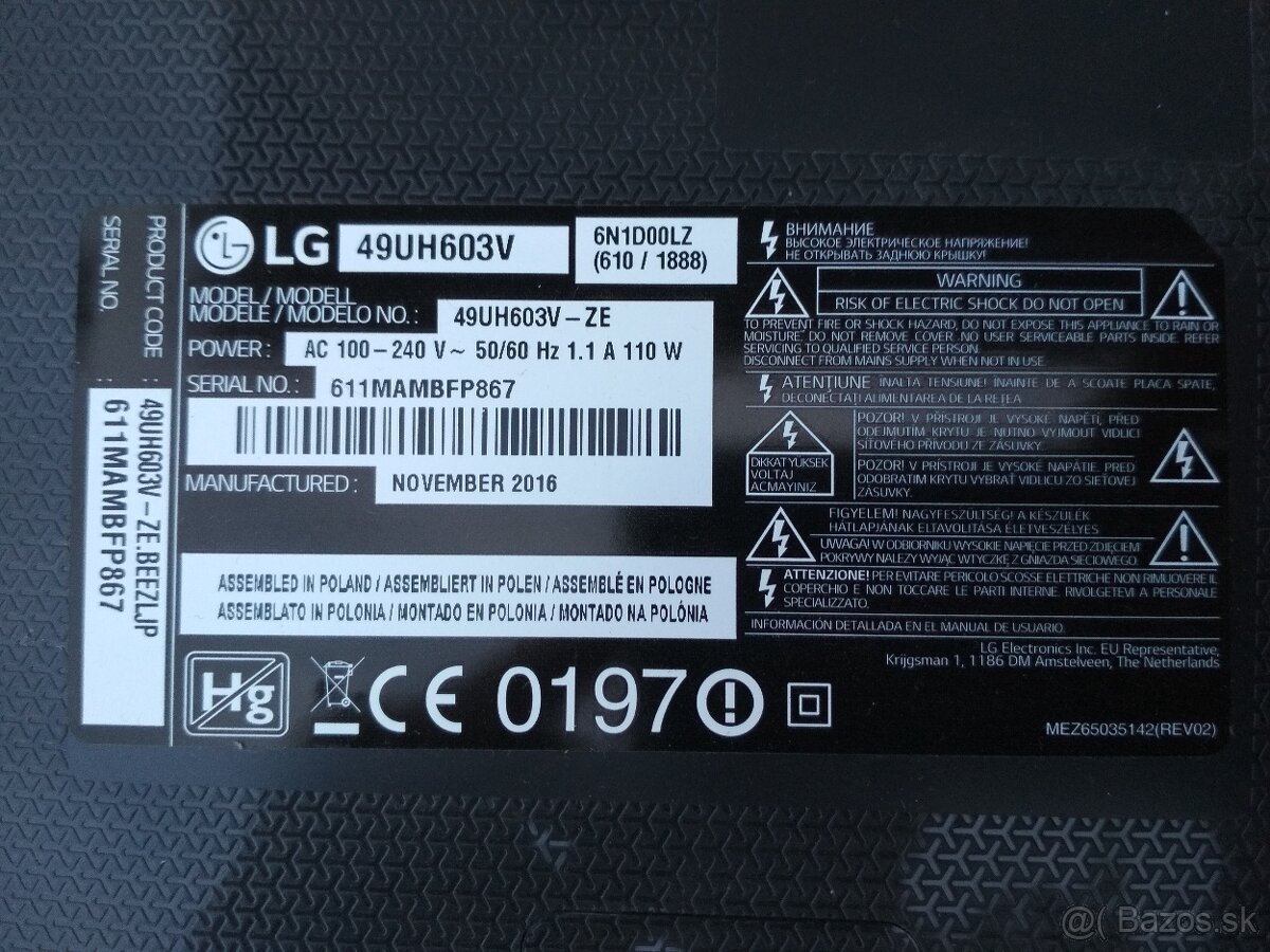 Rozpredam TV LG 49UH603V