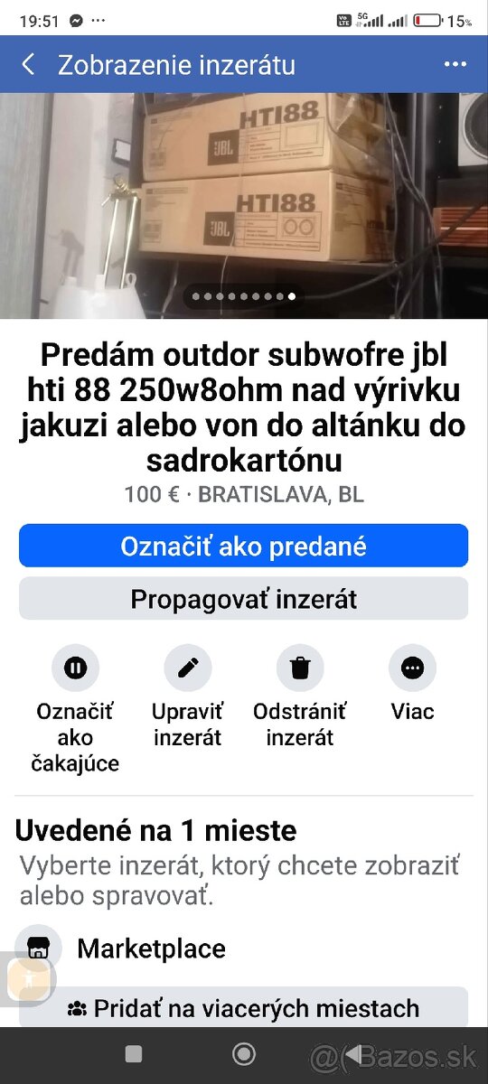 Outdoor subwofery 4ks 250w8ohm do sadrokartónu k jakuzy