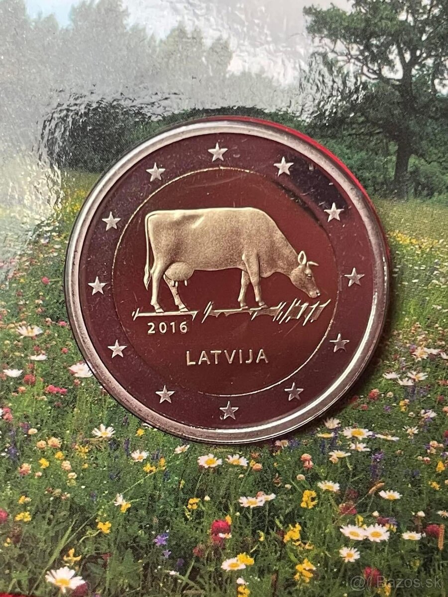 Pamätna 2€ minca Lotyšško 2015 coincard