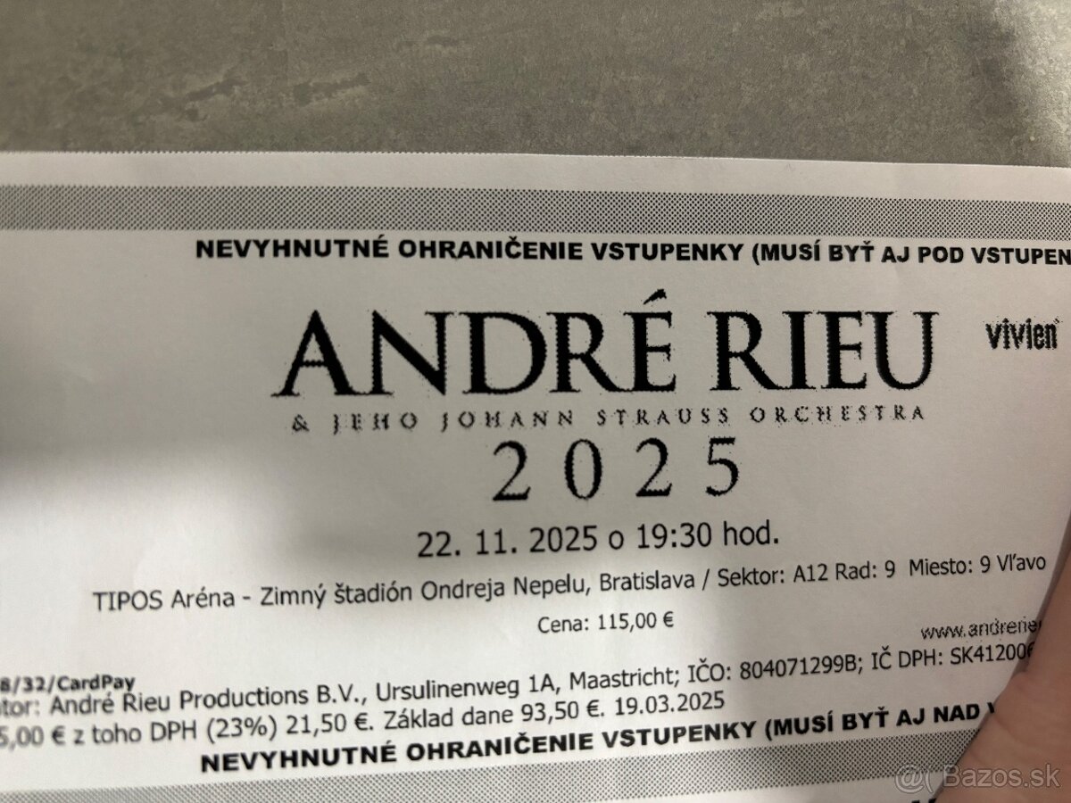 Listky na koncert André Rieu / Bratislava