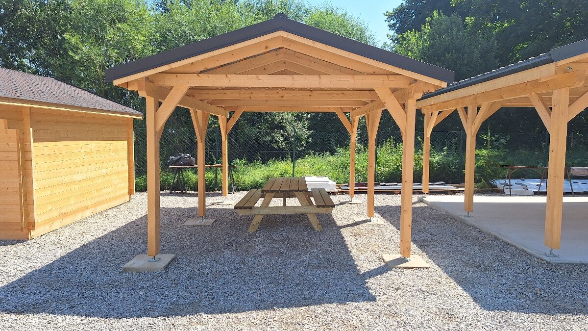 Drevený prístrešok altánok 3,2×5 m – masívny, kvalitný, dopr