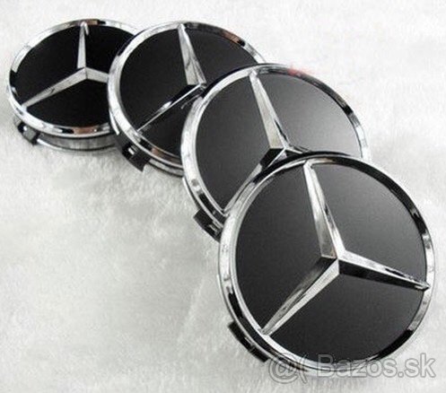 Stredové krytky na disky Mercedes 75mm čierne matné