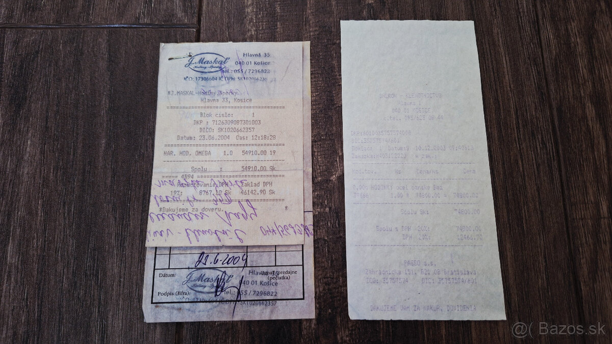 Hodinky OMEGA - doklad o kúpe