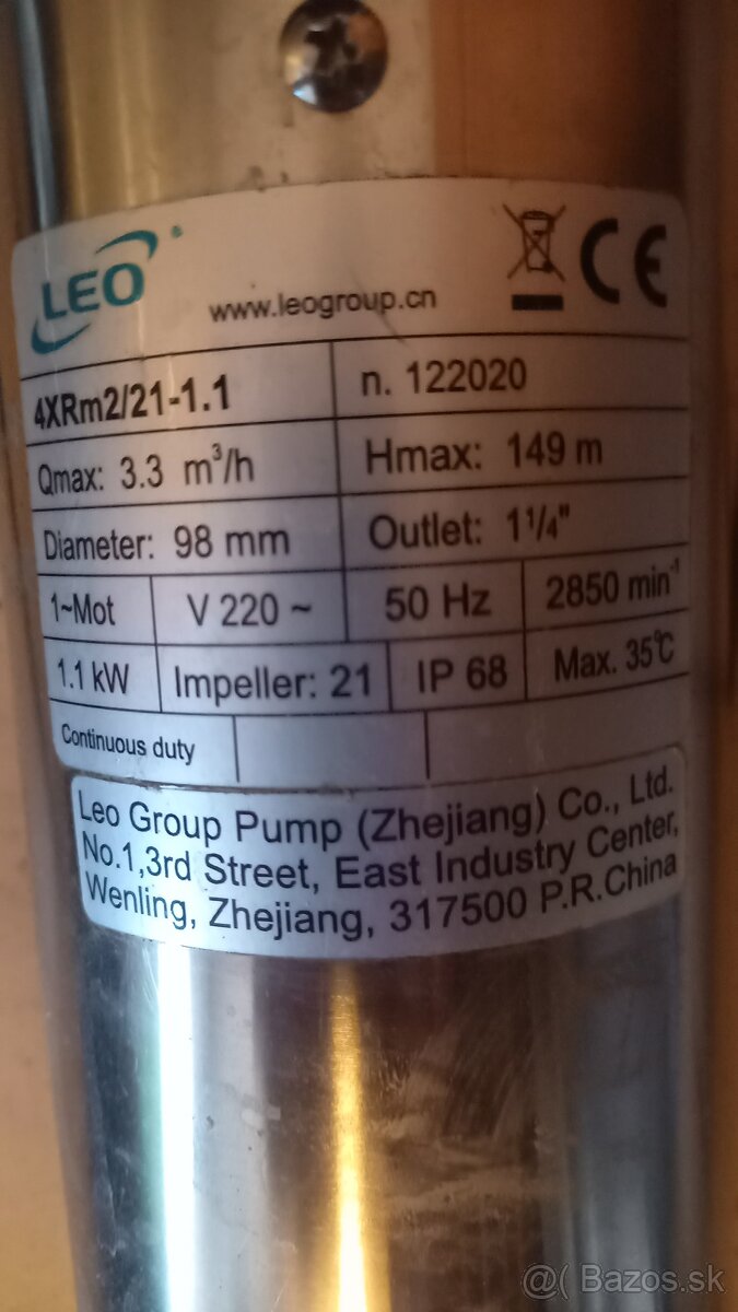 Leo 4XRm2 / 21-1,1 230V 1,1 kW ponorné čerpadlo