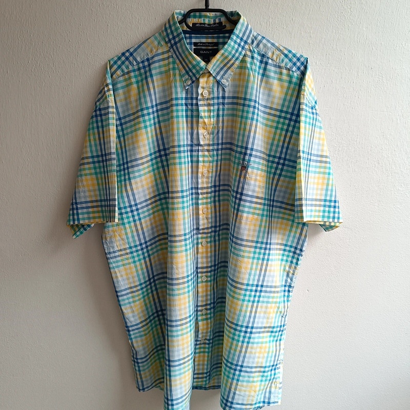 Gant Alassio Bay Poplin károvaná košeľa krátky rukáv XXL