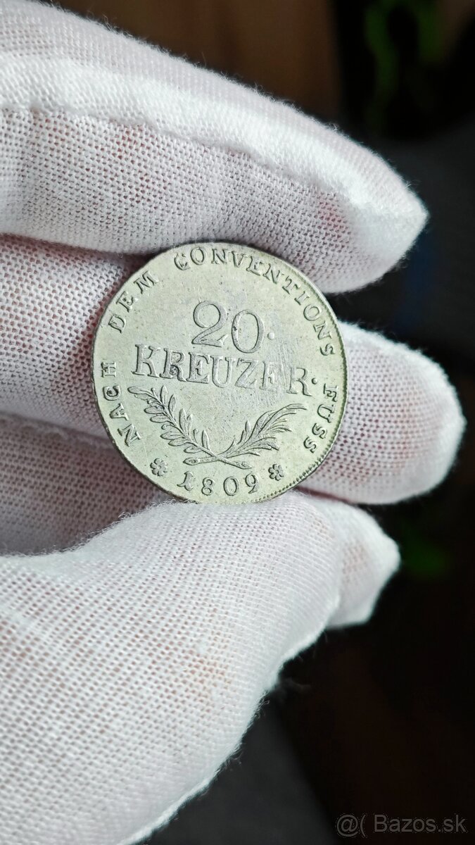 20 kreuzer 1809, František II., vzácny, velmi pekny