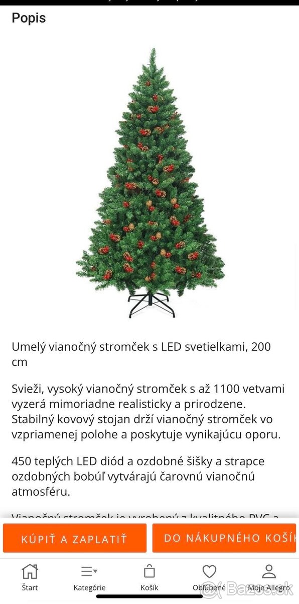 Stromček vianočný umelý 200cm