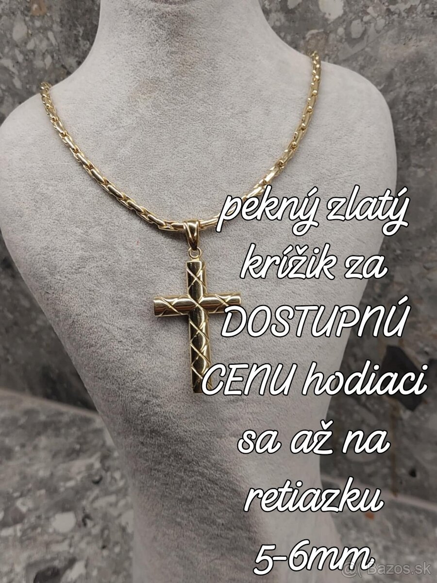 Zlatý krížik-moderný nový výrobok zlato 585, 14 karátov