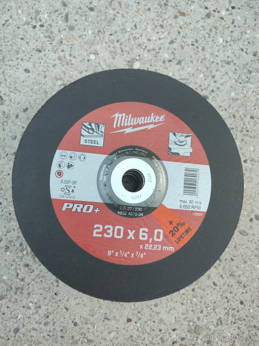 MILWAUKEE Brúsny kotúč PRO+ SG27 230 × 6 mm