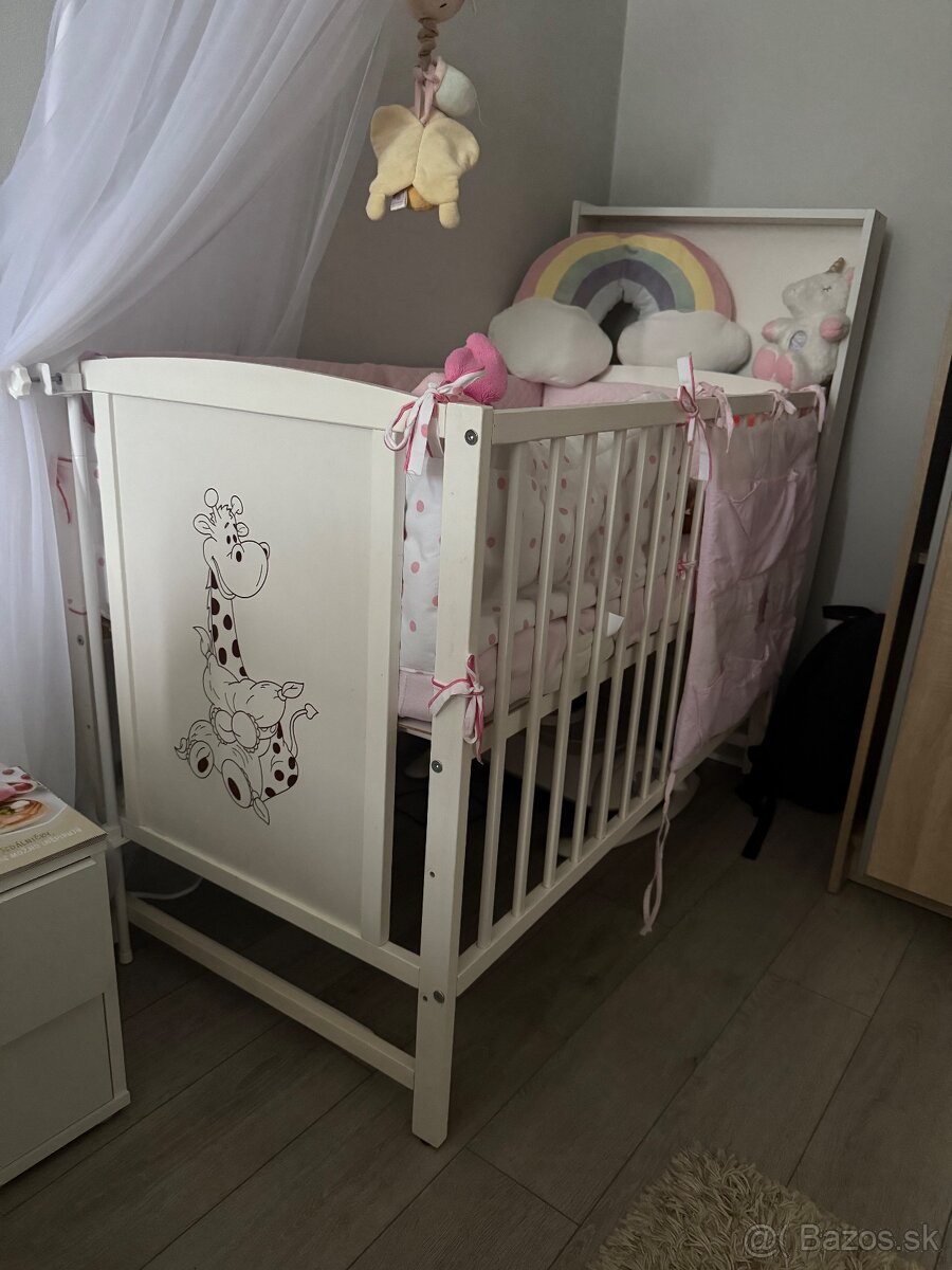 Detská postielka s úložným priestorom - Žirafa 120x60