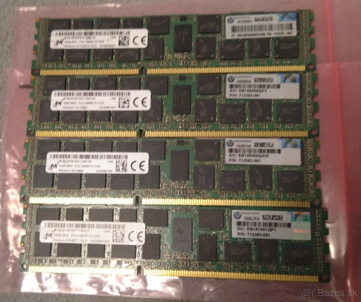 Predám serverové pamäte HPE 16GB DDR3 1866MHz Reg. ECC
