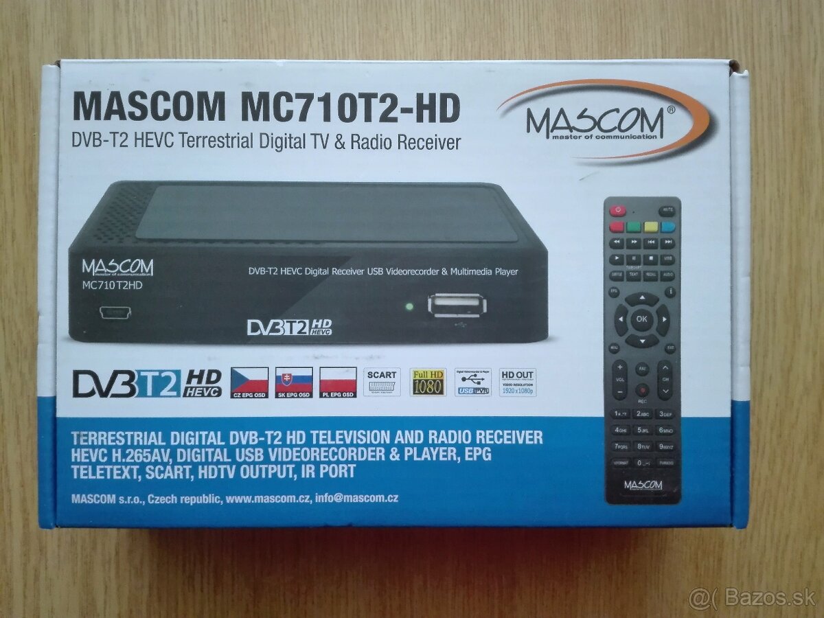 NOVÝ MASCOM MC710T2-HD Terestrial digital TV  rádio prijímač