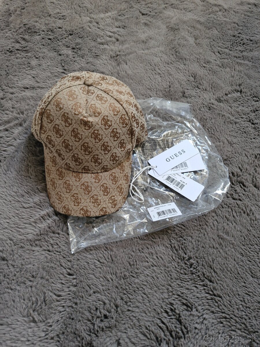 Guess bezova hneda monogram siltovka capica