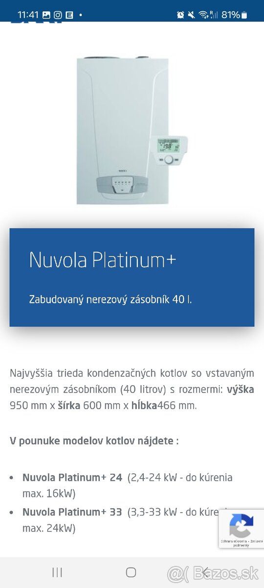 Predám Baxi nuvola platinum +24