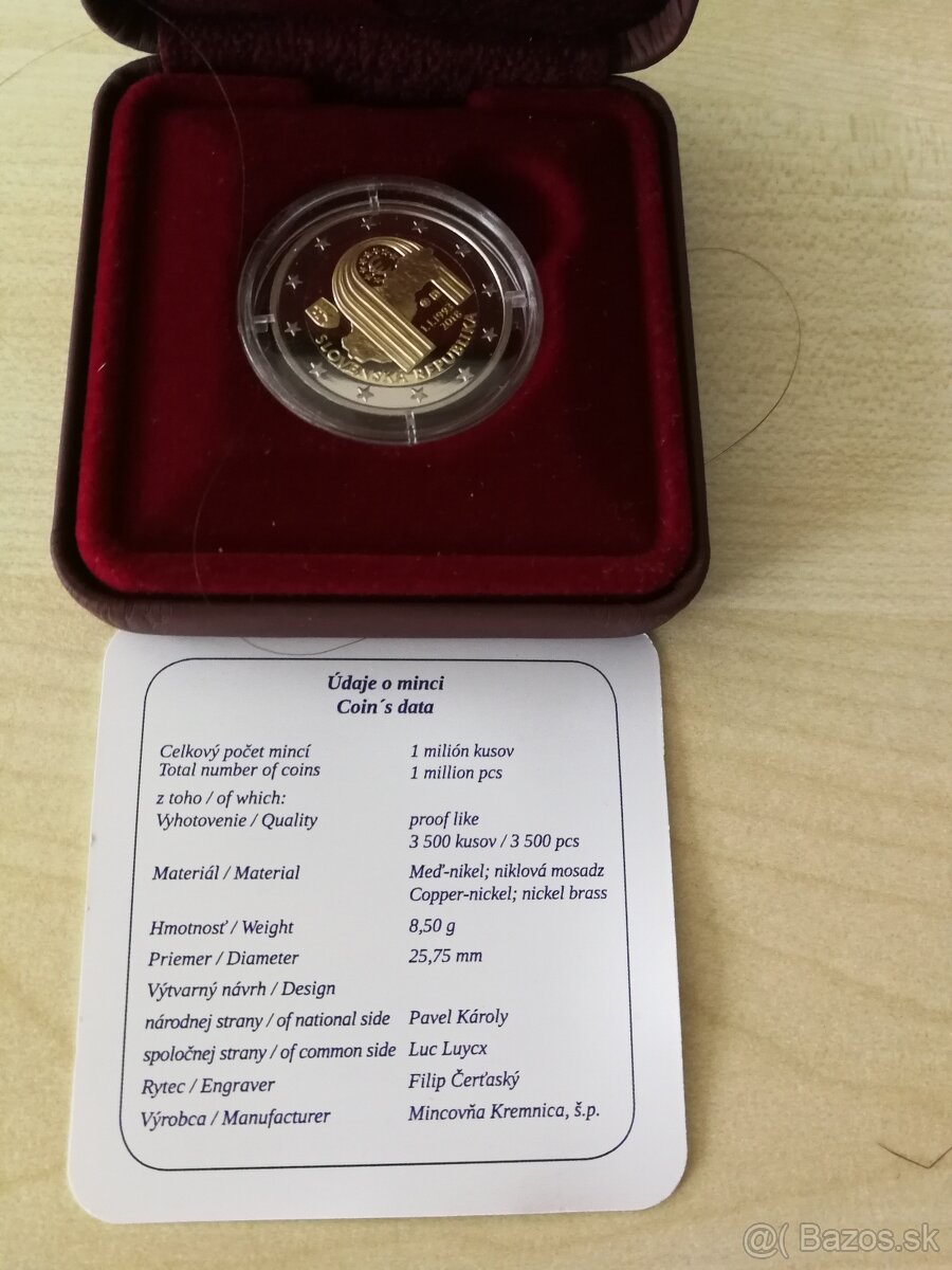 Predám 2eur.mincu PROOF 25. výročie vzniku SR