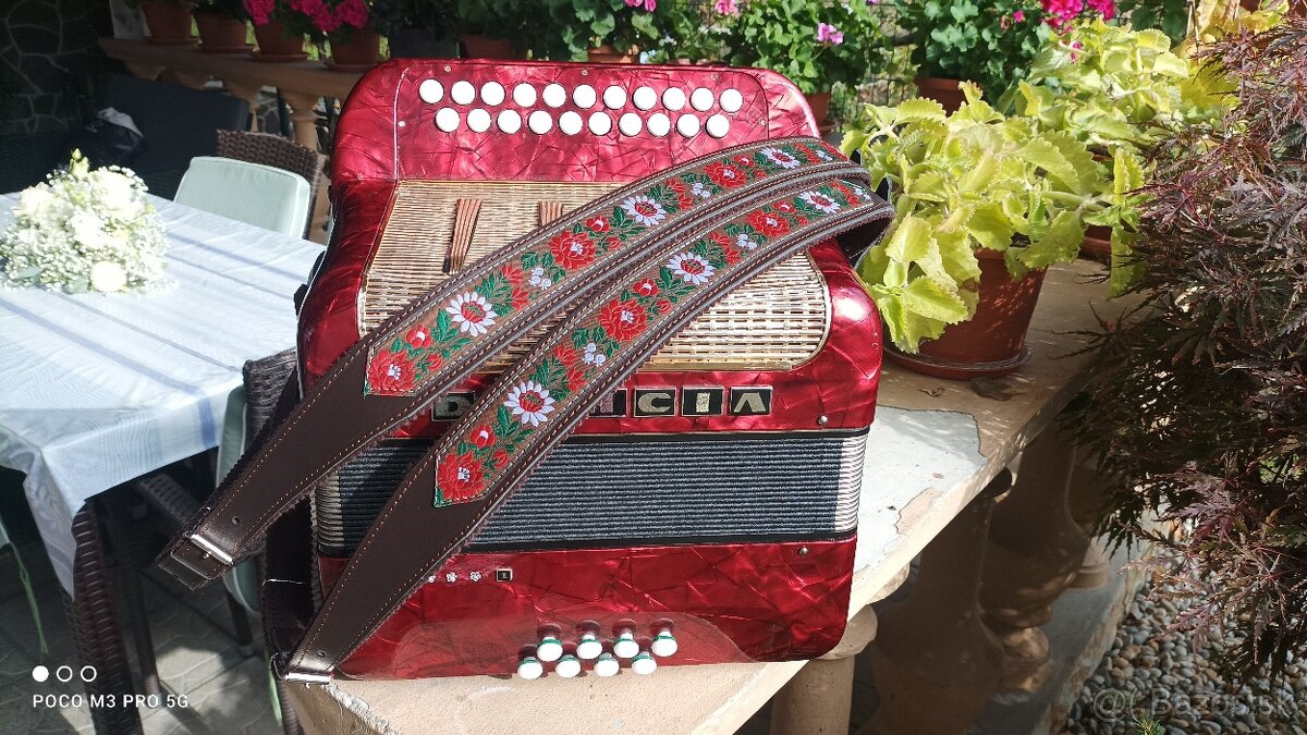 Harmonika-Heligonka.Delícia Favorit 1, C-F,Trojhlasná.