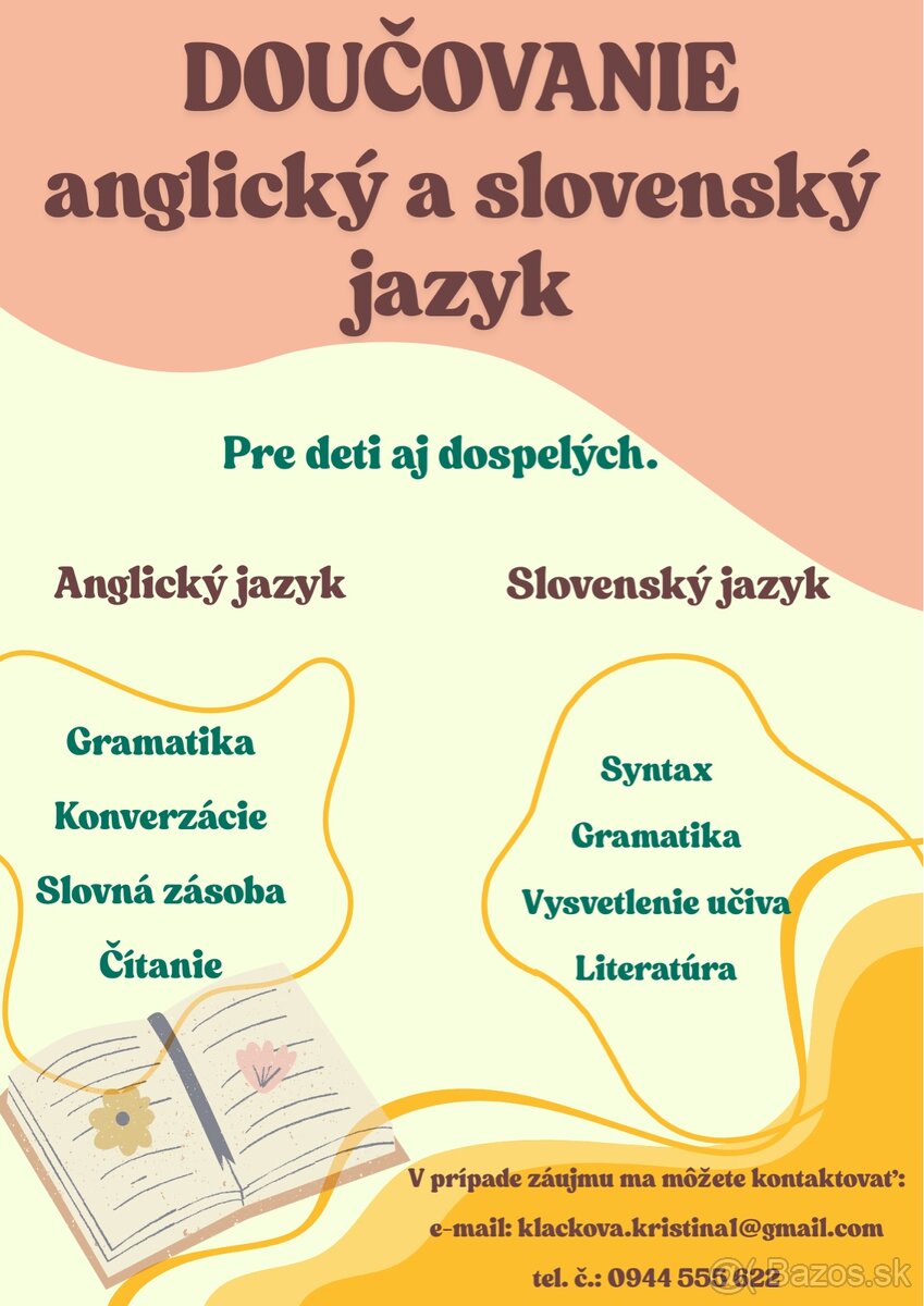 Doučovanie anglického a slovenského jazyka