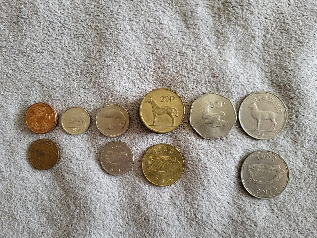 Predám staré írske mince z 90.-tych a 80.-tych rokov