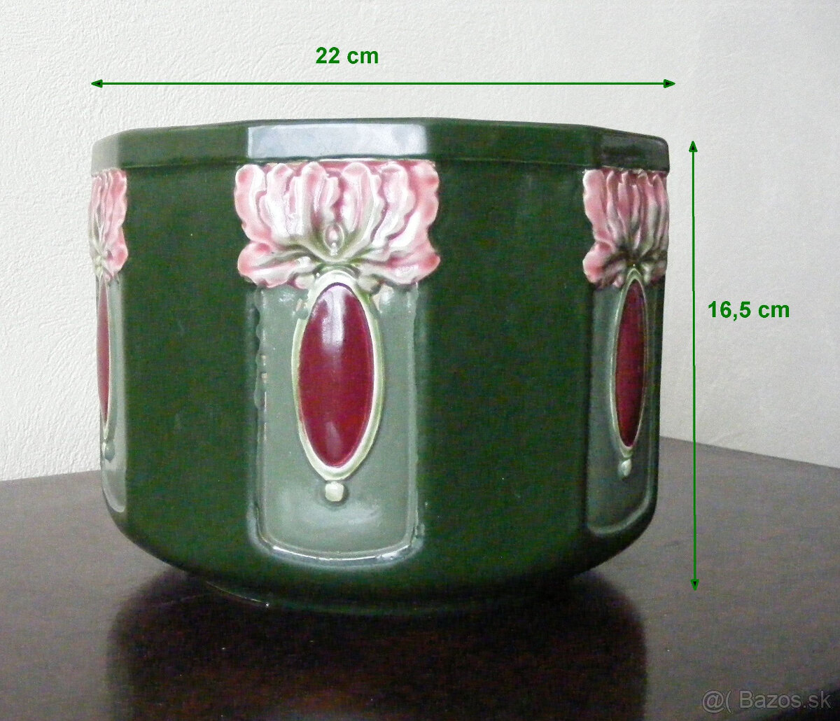 secesný keramický kvetináč