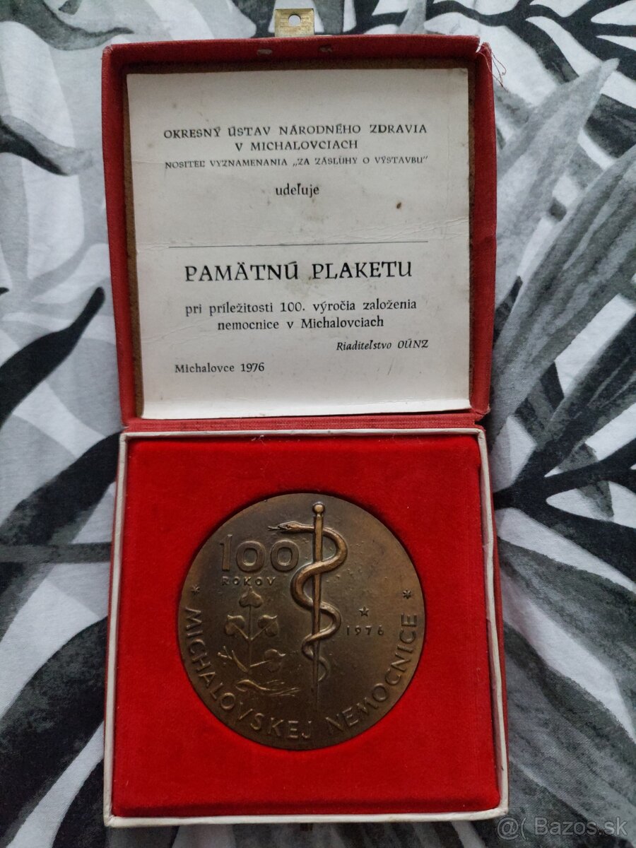 Plaketa 100rokov nemocnice Michalovce