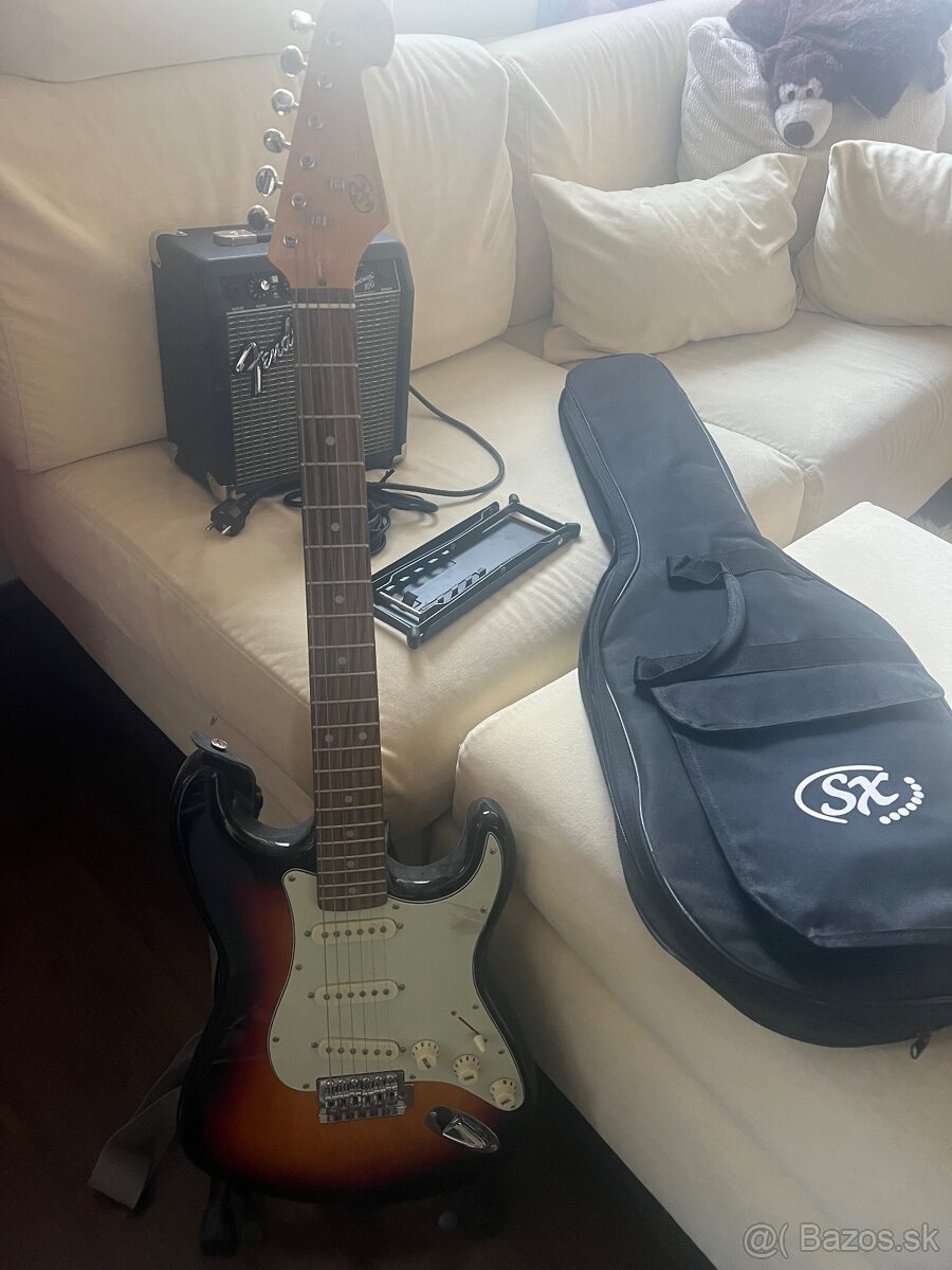 Set ELEKTRICKÁ GITARA, KOMBO, stojan, obal, podnozka