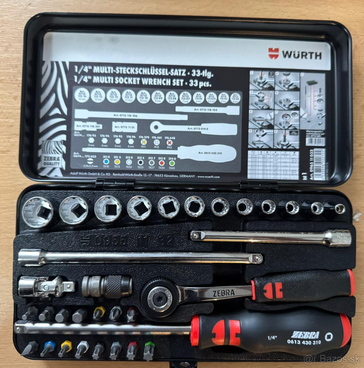 WURTH SADA MULTIPROFILOVÝCH KĽÚČOV 1/4″ 33 ks