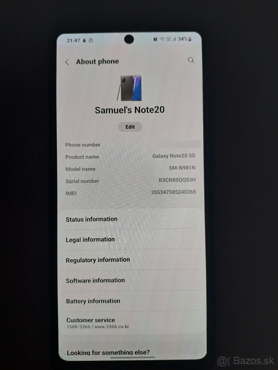 Samsung Galaxy Note20 5G (SM-N981N) Kórejska verzia