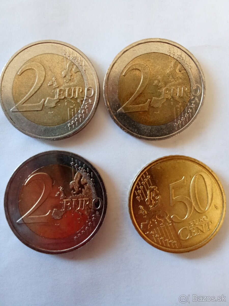 2 eurové mince,50 centov
