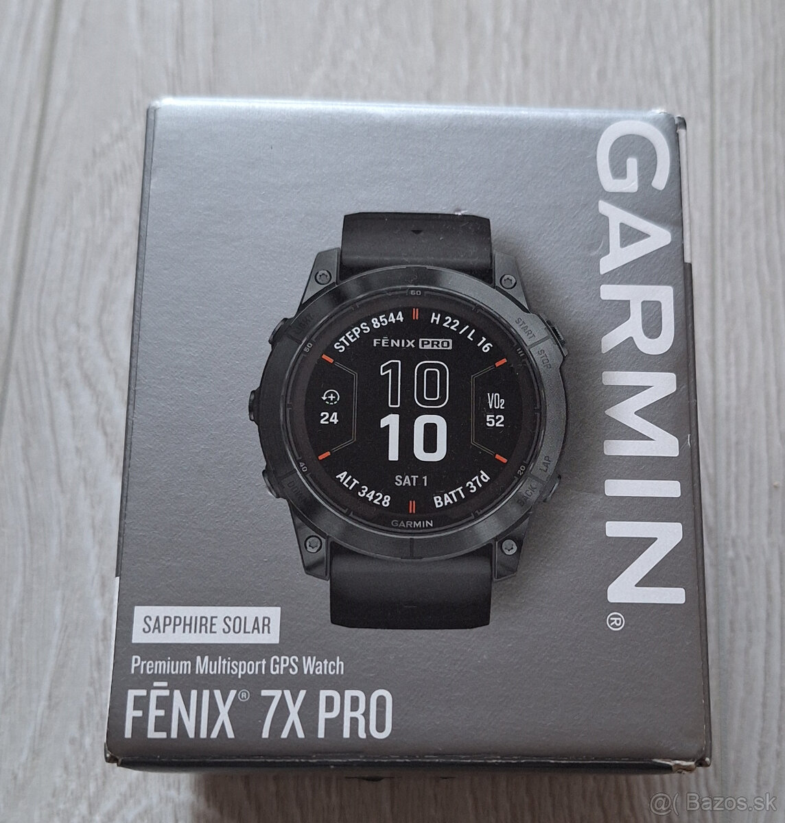 Krabicka z Garmin Fenix 7x Pro Sapphire Solar