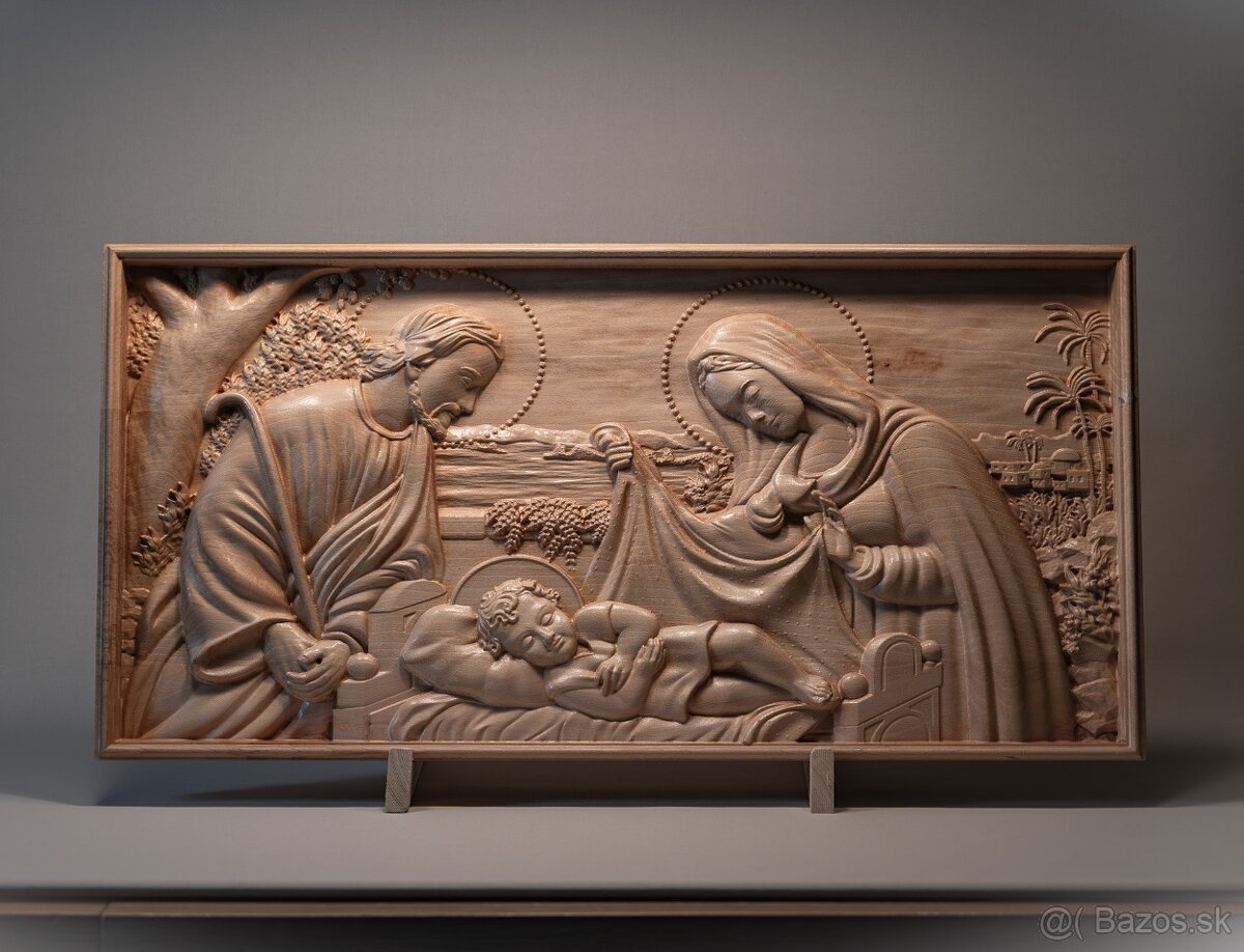 Drevorezba Svätá rodina - Ježiško