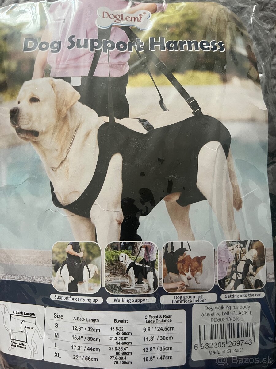 podporný postroj pre psa