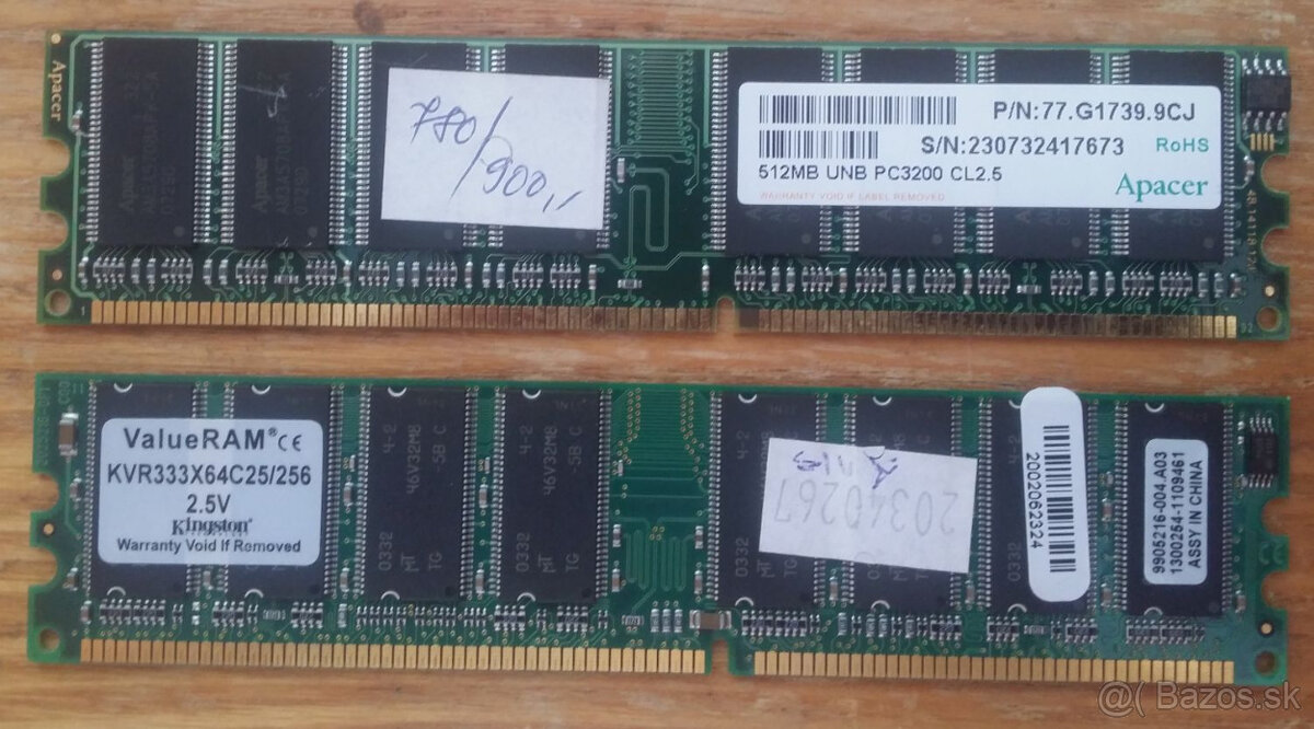 SDRAM (DDR1) moduly 256MB a 512 MB