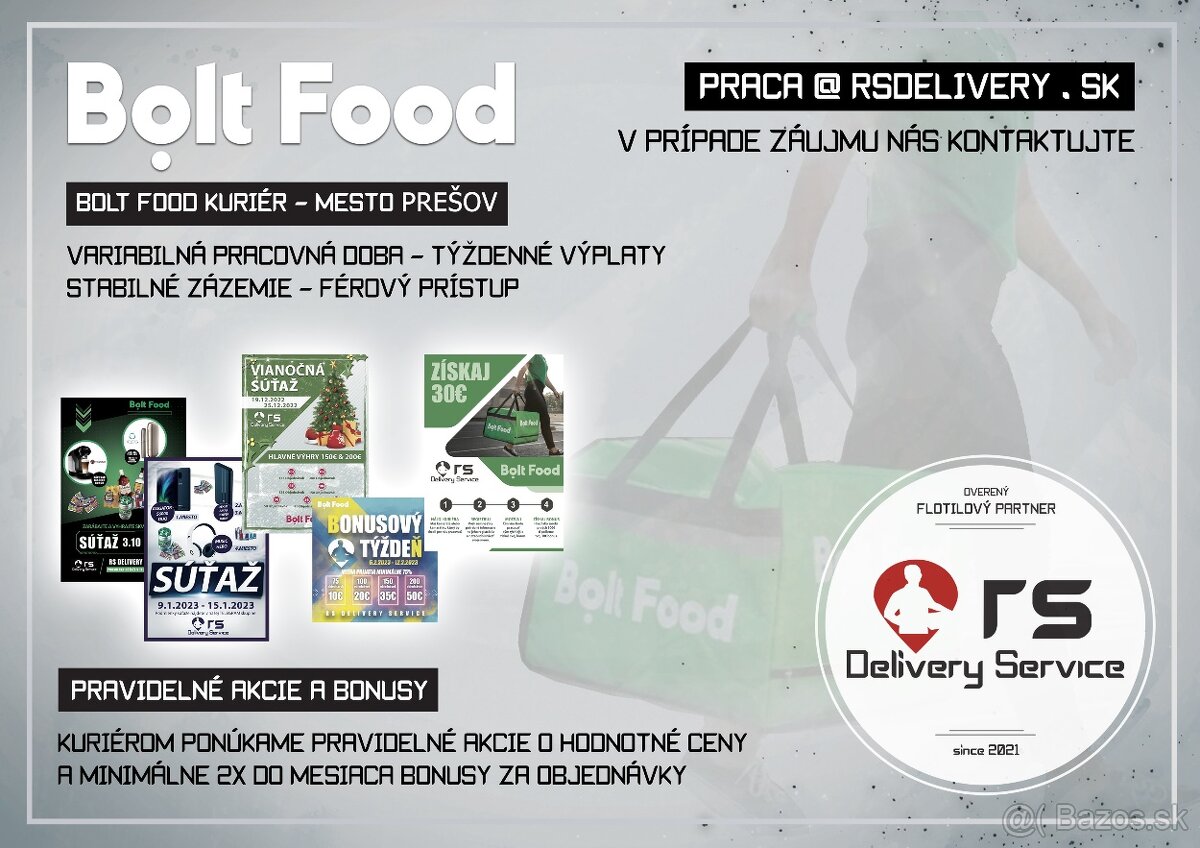 Bolt Food Kuriér - RS Delivery Service - Prešov