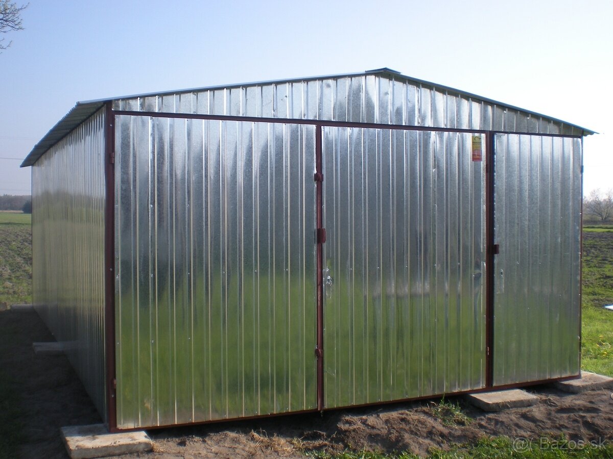 Plechová garáž 4x6 m – sedlová strecha