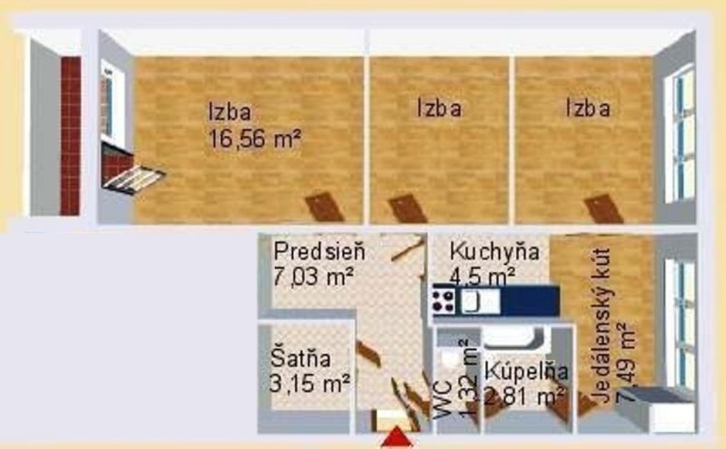 Predaj 2/3-i. byt, Banská Bystrica, Tulská, 65 m2, loggia