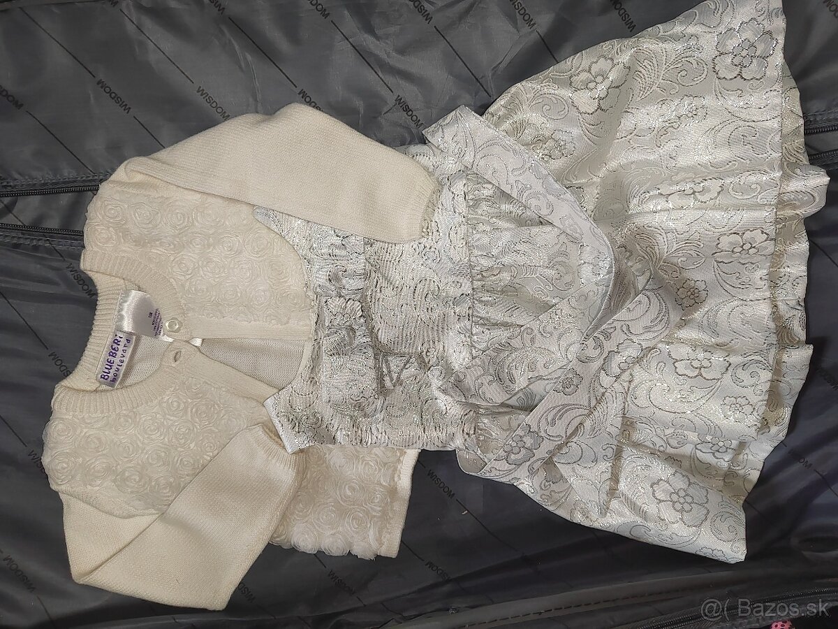 Strieborné šaty svetrík 6-12 mesiacov