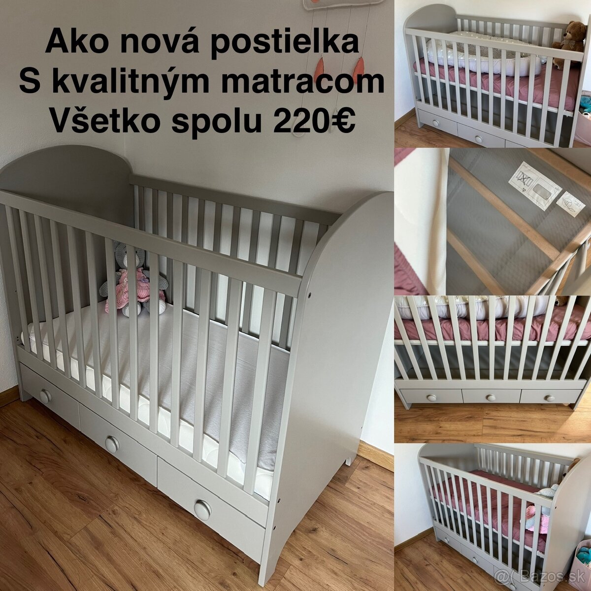 Ikea detská postielka GONATT s matracom rastúca a suflikmi
