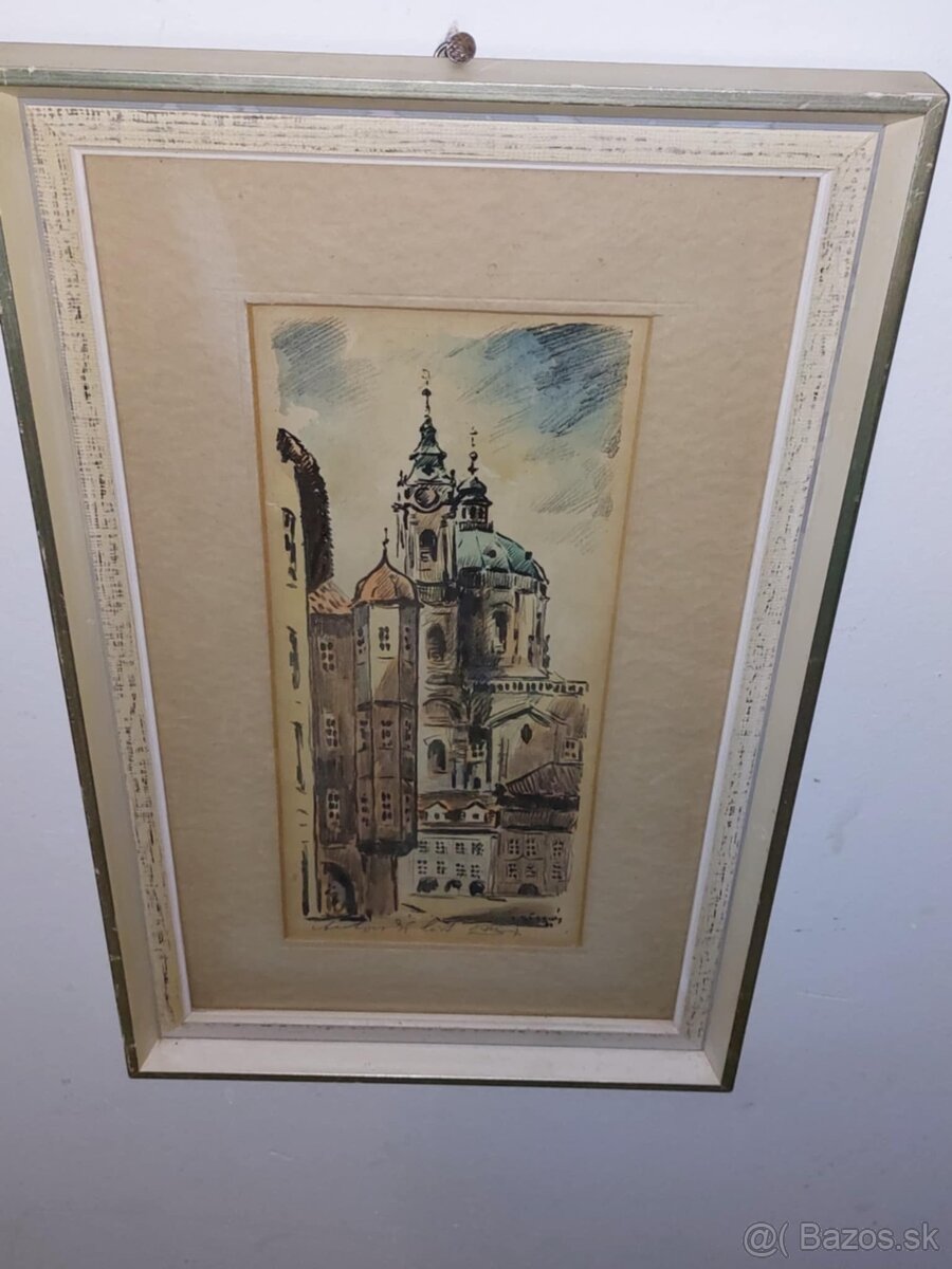Litografia Jozef. D.černý.kostol sv. Mikuláša