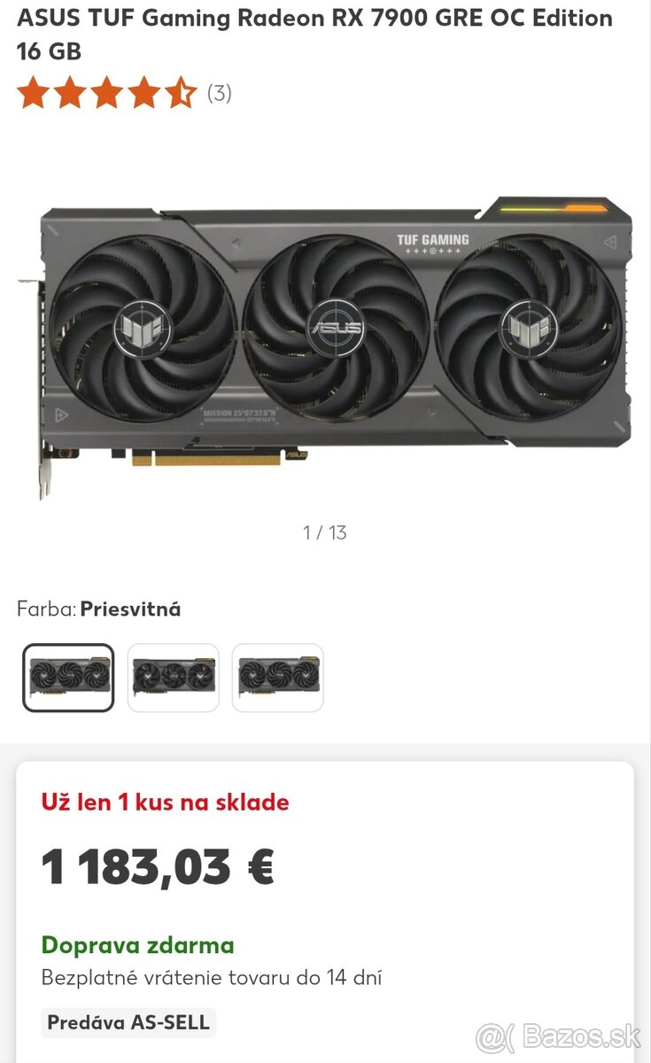 ASUS TUF Gaming Radeon™ RX 7900 GRE OC Edition 16GB GDDR6
