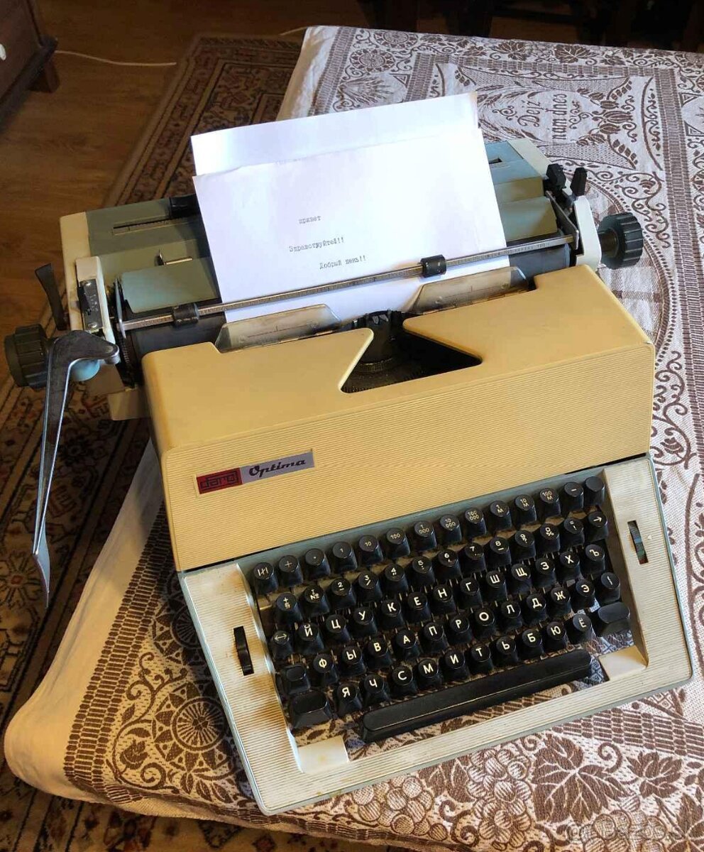Vintage písací stroj Optima (azbuka) – plne funkčný @Stupava