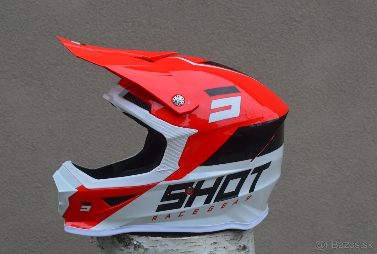 Predám mx SHOT helma prilba okuliare červené