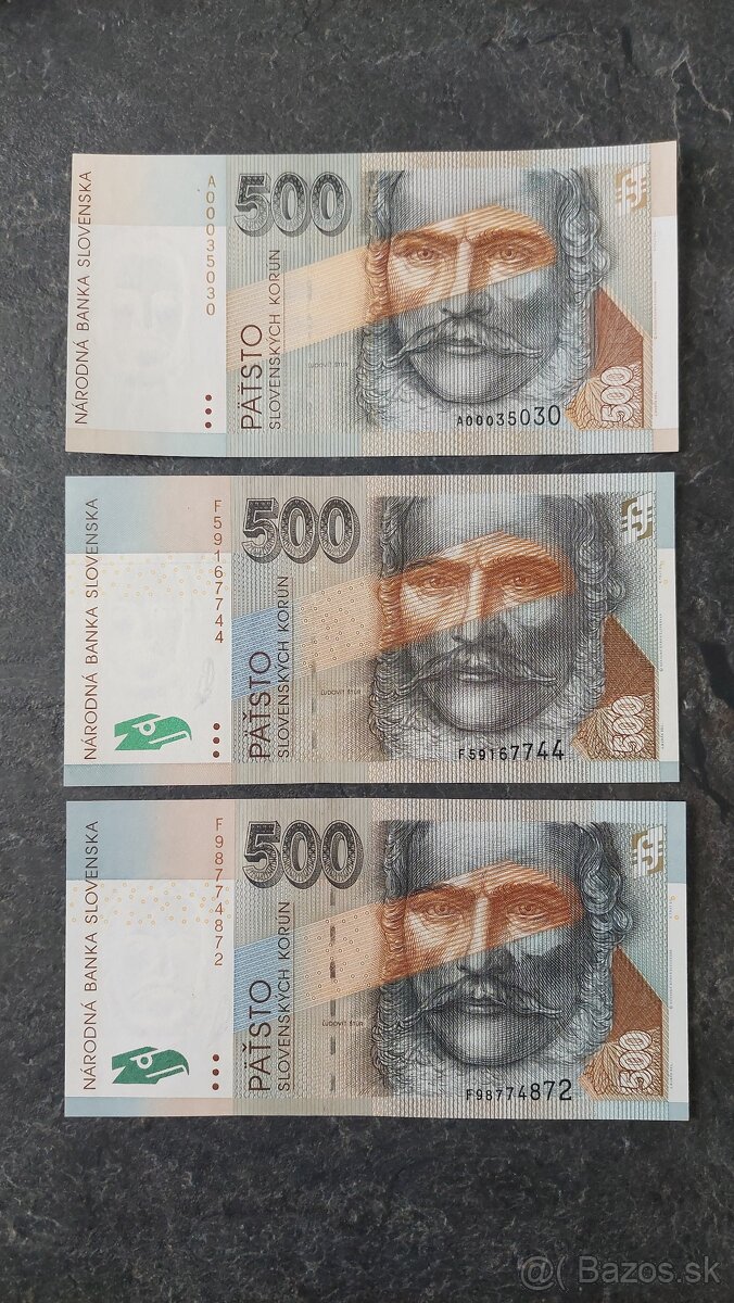 3x 500 Sk, stav N (UNC)