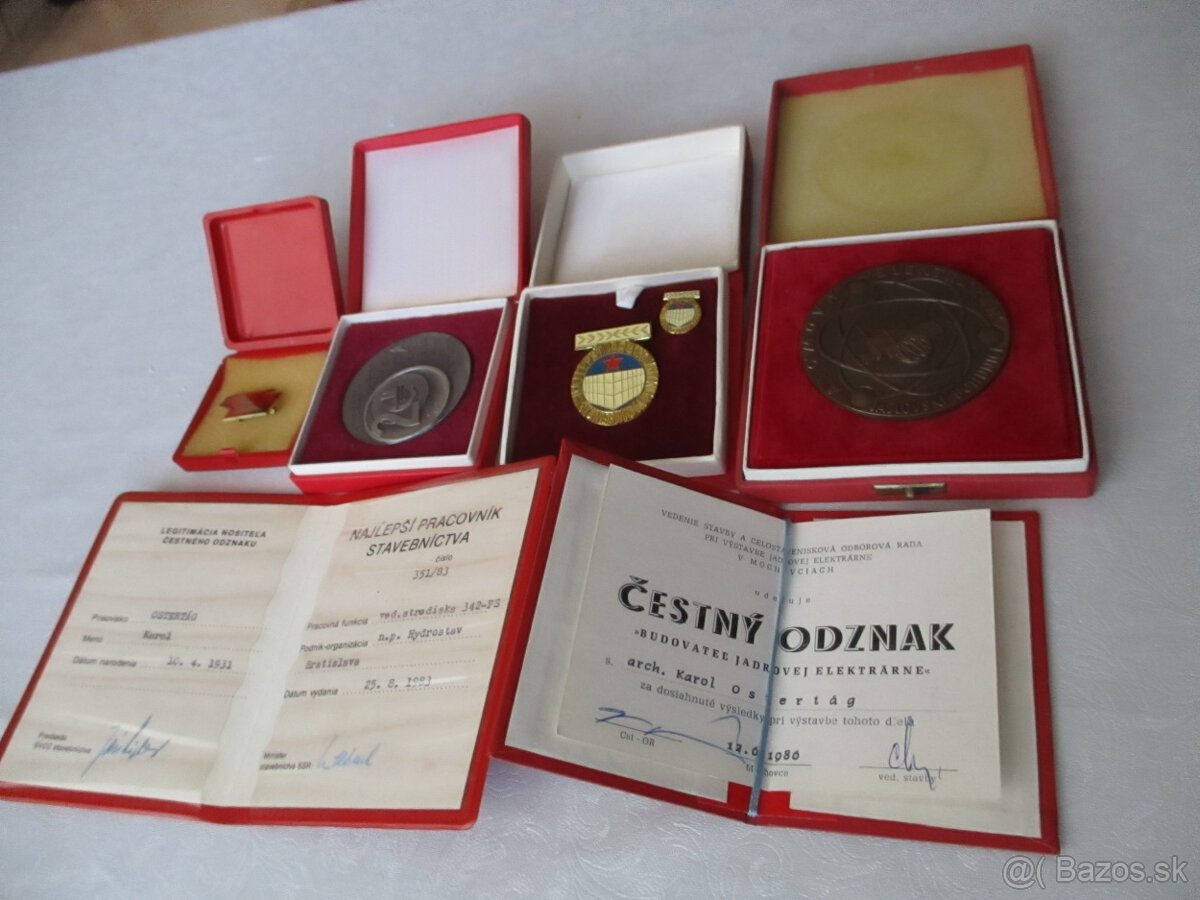 medaily, čestné uznania