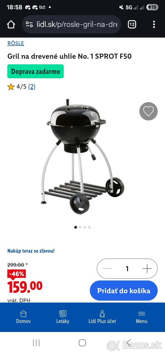 Predam gril RÖSLE na drevené uhlie No. 1 SPROT F50