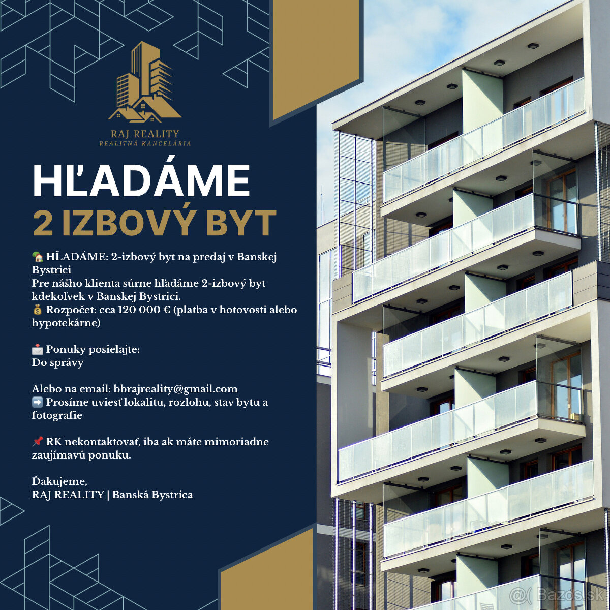Hľadám 2 izbový byt na kúpu