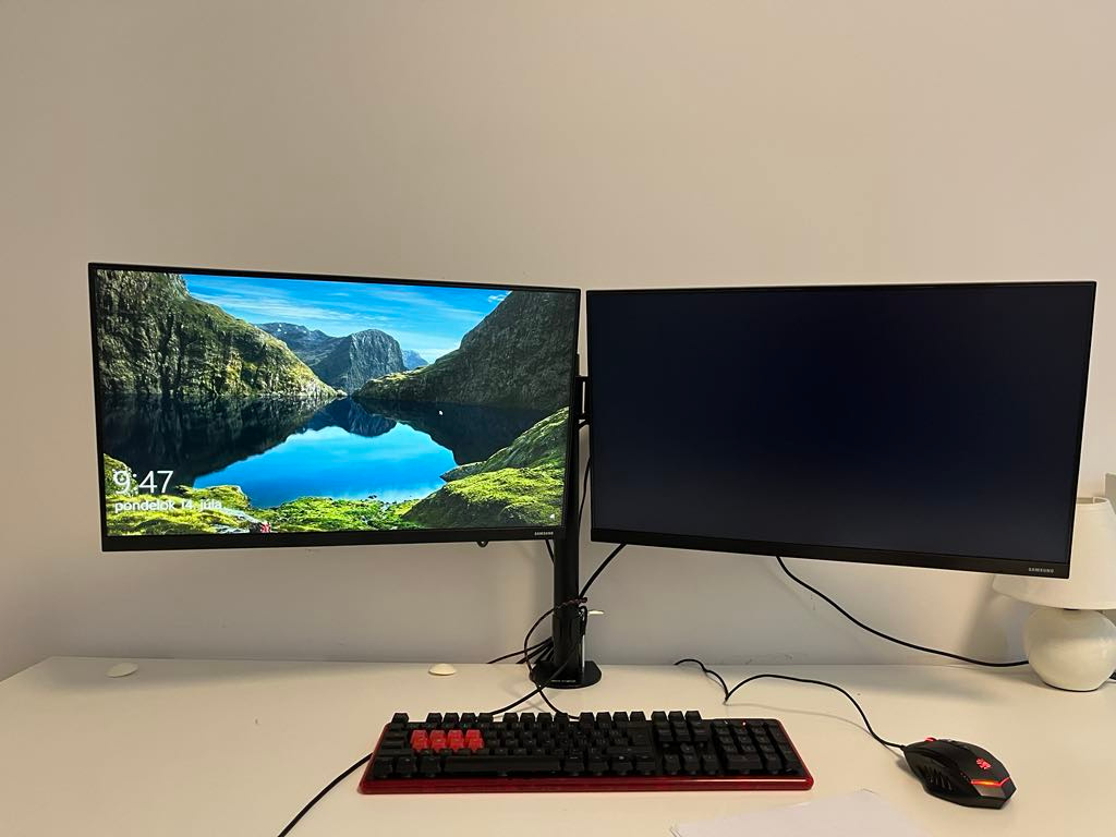 2x 24" Samsung F24T350 + AlzaErgo ErgoArm D35B