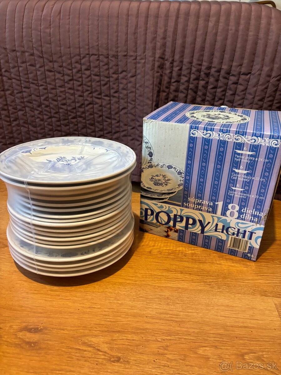18-dielna porcelánová súprava tanierov Poppy Light – NOVÁ