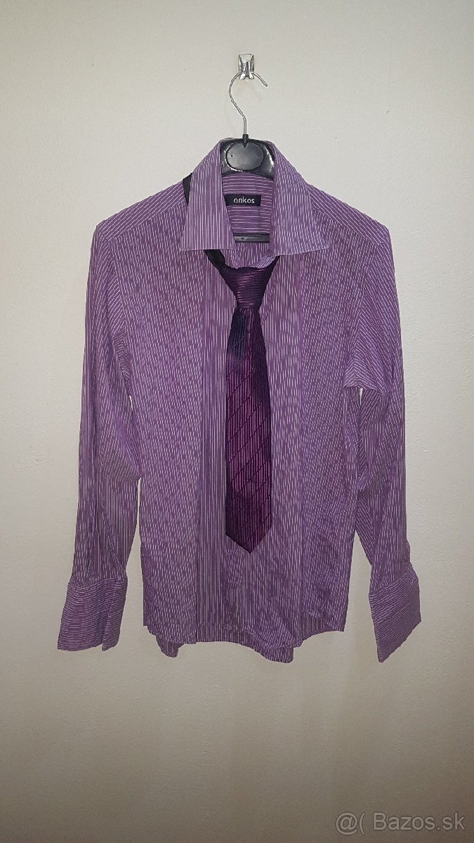 Košeľa fialová s kravatou | Arikos