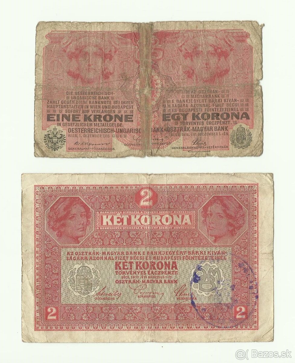 Sada RU korún s razítkami Kráľovstva SHS