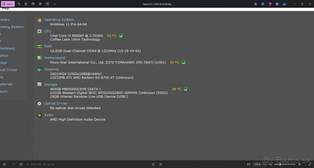 ✅ Herný PC na predaj – i5 9600KF + RX 6700 XT ✅